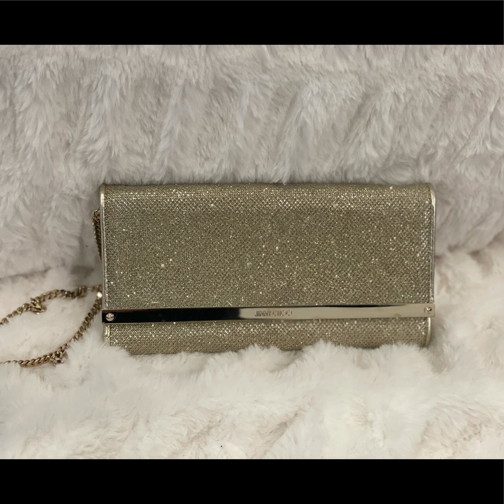 Jimmy Choo Gold Evening Clutch with Chain